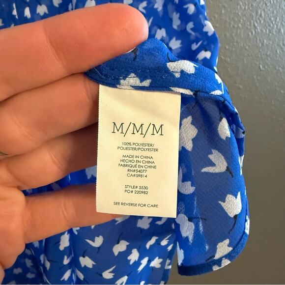 Cabi Blue Floral Peplum Blouse Size M - Picture 5 of 6